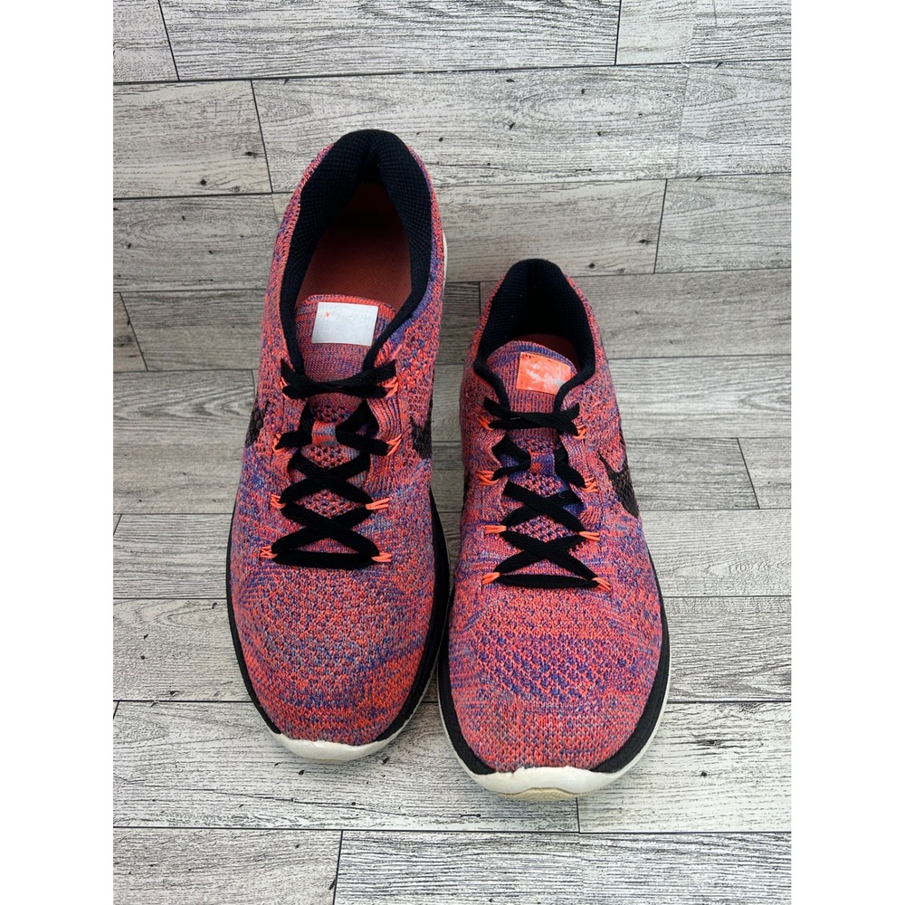 Nike Flyknit Lunar 3 Womens 8.5 Bright Crimson Blue Lagoon 698182-801 Running